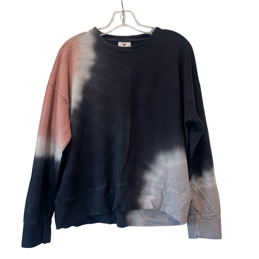 Sundry Sweatshirt Womens Oversized Tie Dye Charcoal Pink Pullover Crewneck